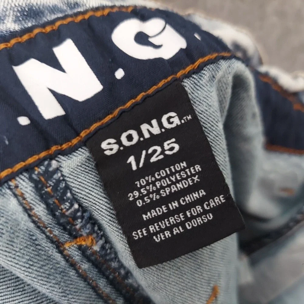 S.O.N.G Shorts 1 25 Y2K Baggy 80s Acid Wash Denim Pocket Stretch retro‎